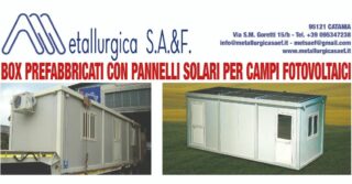 Metallurgica S.A.& F. Box prefabbricati con pannelli solari per campi fotovoltaici.
#boxufficio #arredoufficio #progettazione #trasporto
#sicurezza #sito #email #telefono